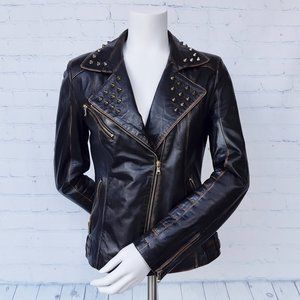 Genuine Lamb Leather Jacket with Studs